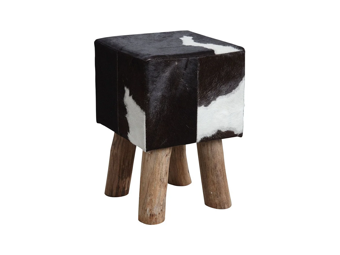 Tabouret carré en peau de vache