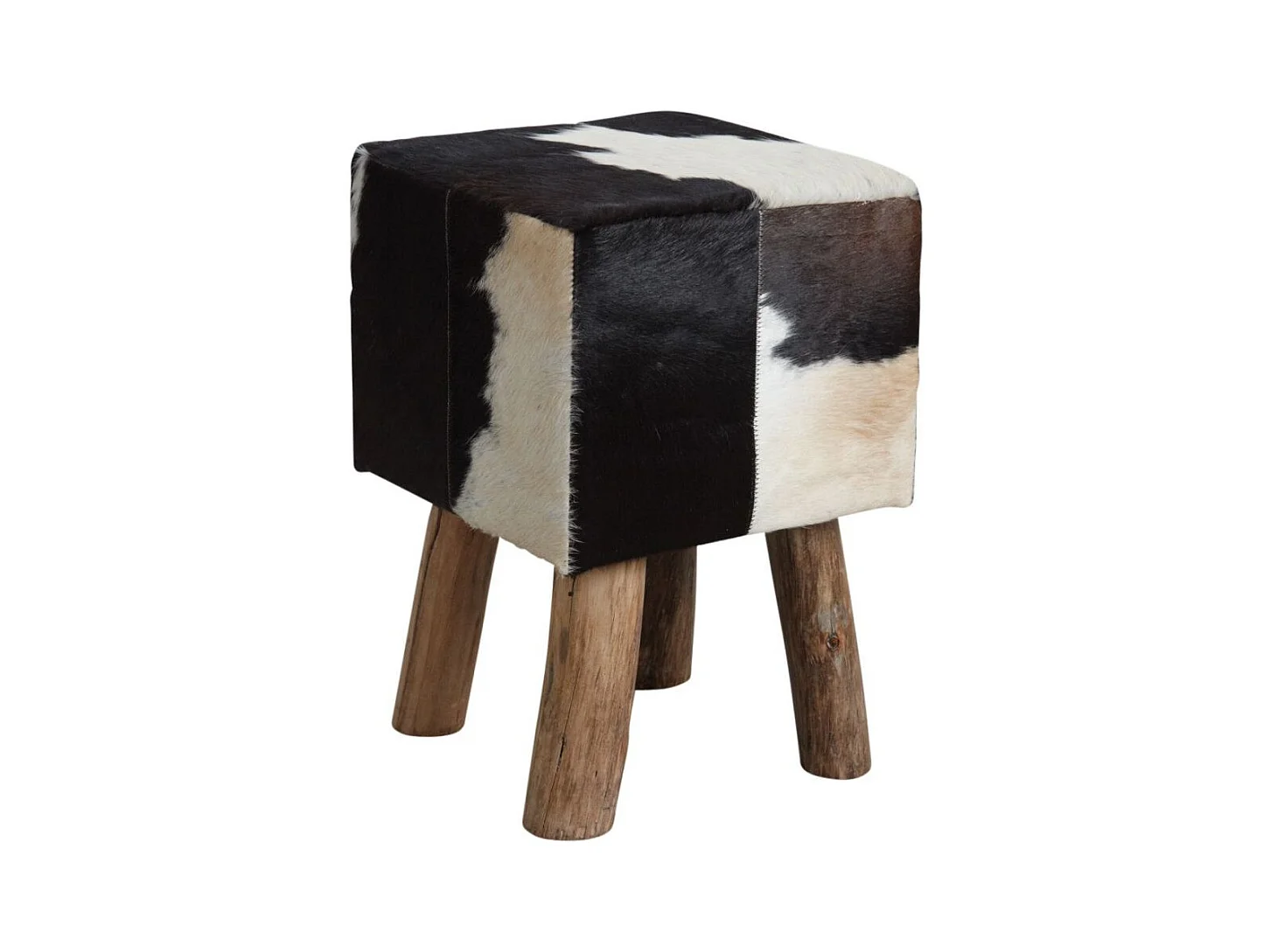 Tabouret carré en peau de vache