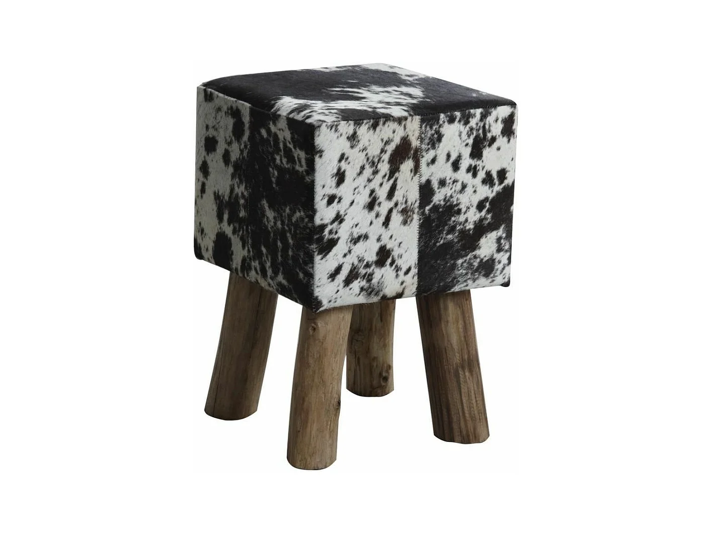 Tabouret carré en peau de vache