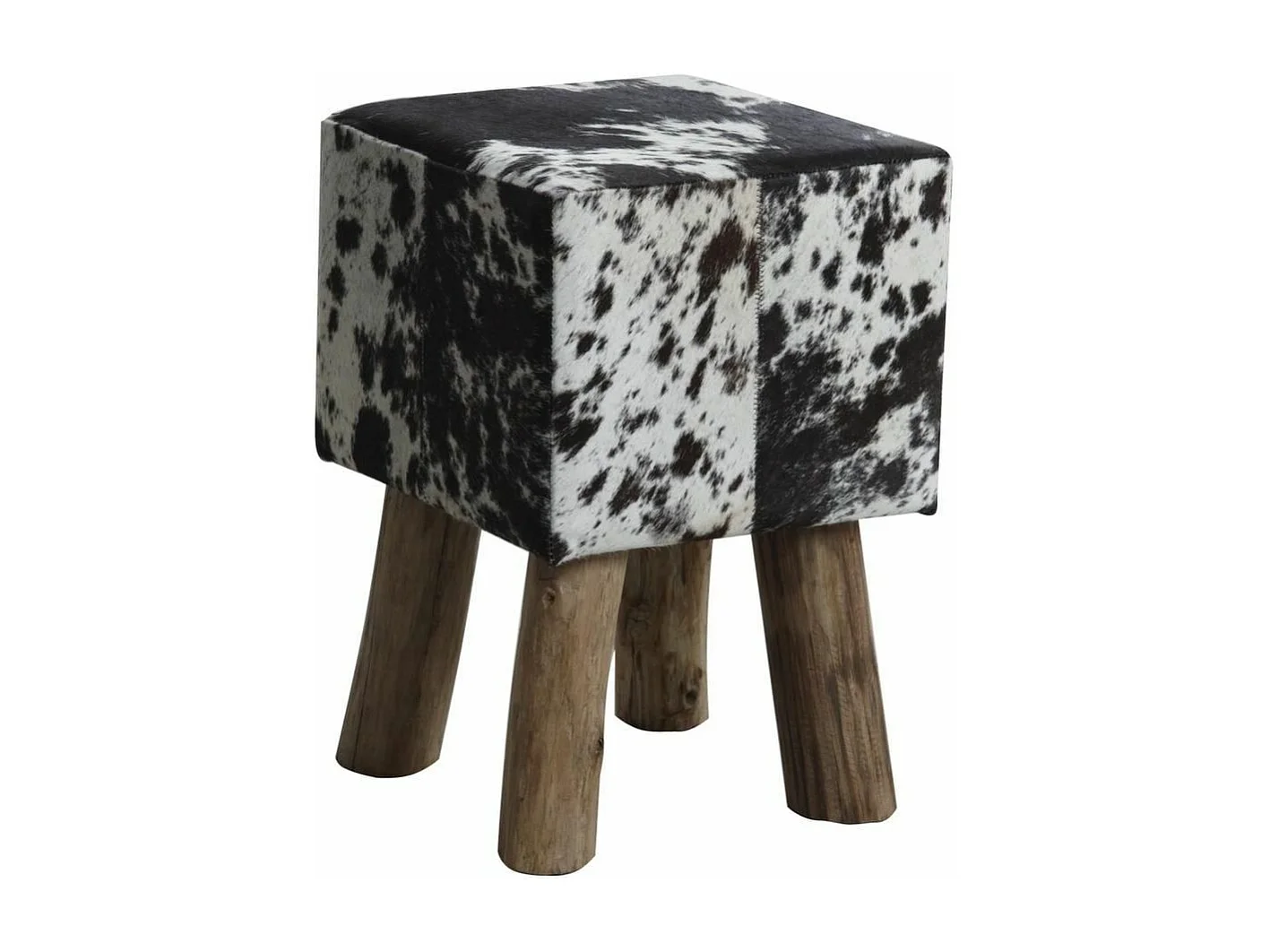 Sgabello quadrato in pelle di vacchetta