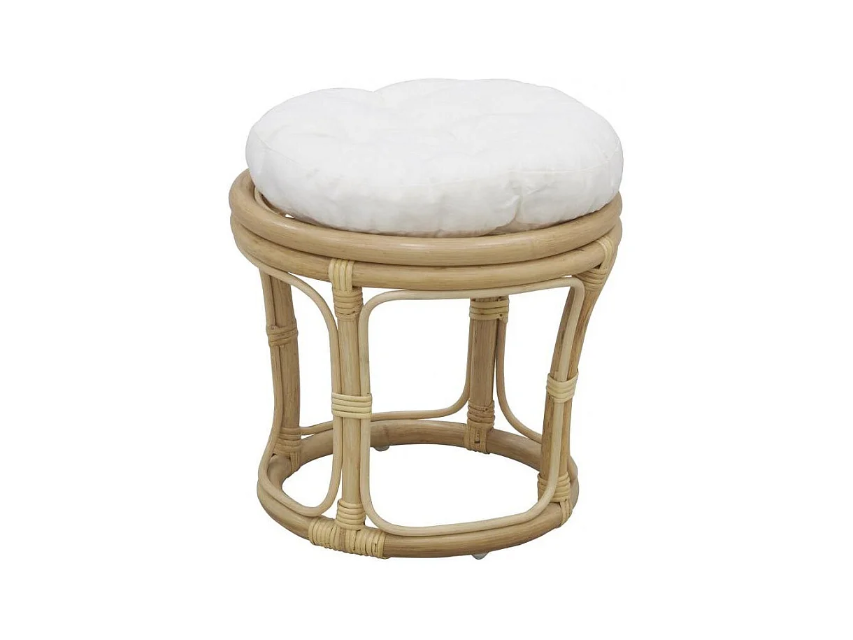Tabouret en rotin avec coussin Uni