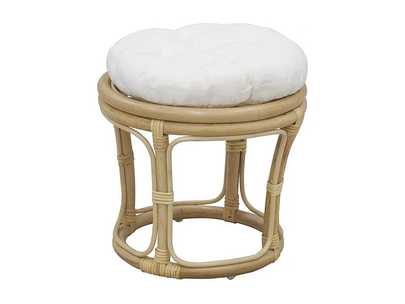 Einfarbiger Hocker aus Rattan mit Kissen