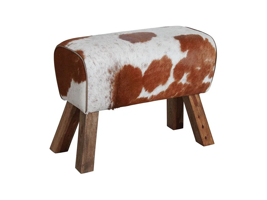 Tabouret rectangulaire en peau de vache