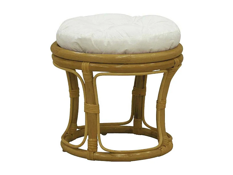 Tabouret en rotin avec coussin Uni