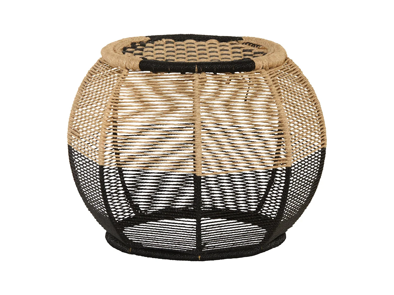 Runder Hocker aus zweifarbigem Seil