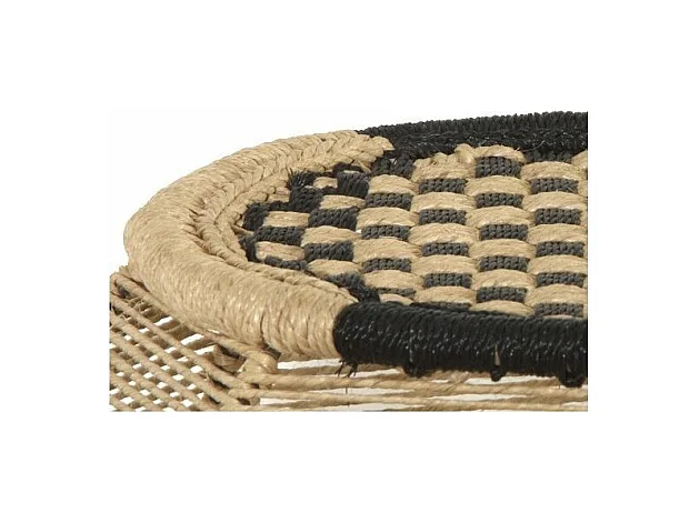 Runder Hocker aus zweifarbigem Seil