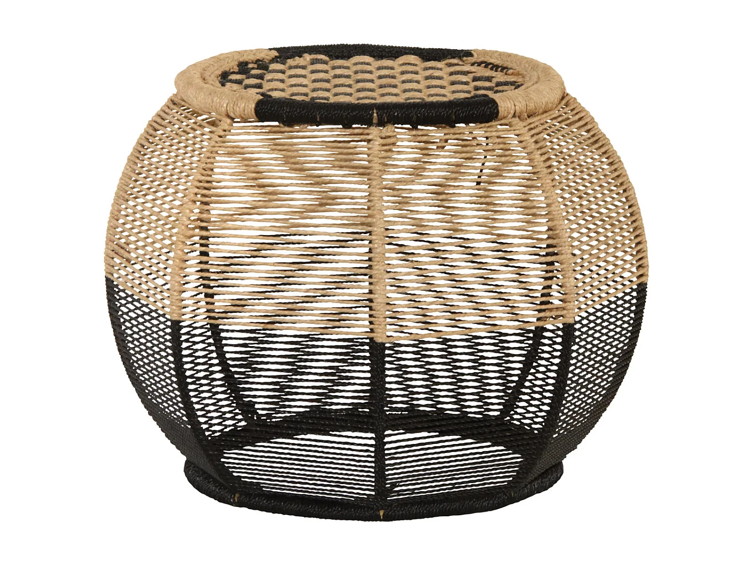 Tabouret rond en corde bicolore