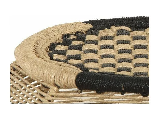 Tabouret rond en corde bicolore