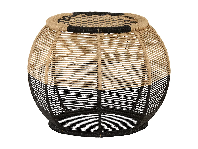 Tabouret rond en corde bicolore