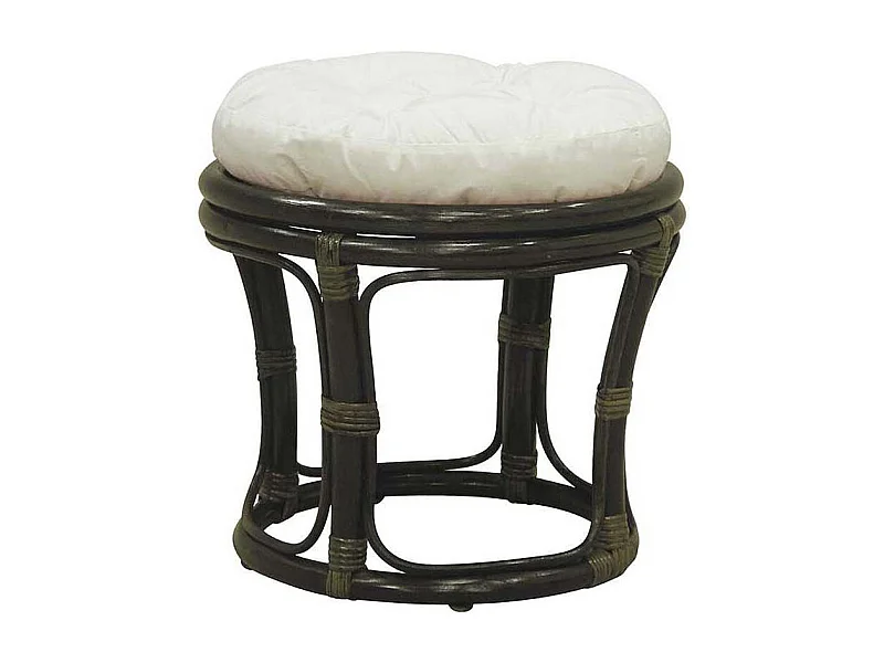 Tabouret en rotin avec coussin Uni