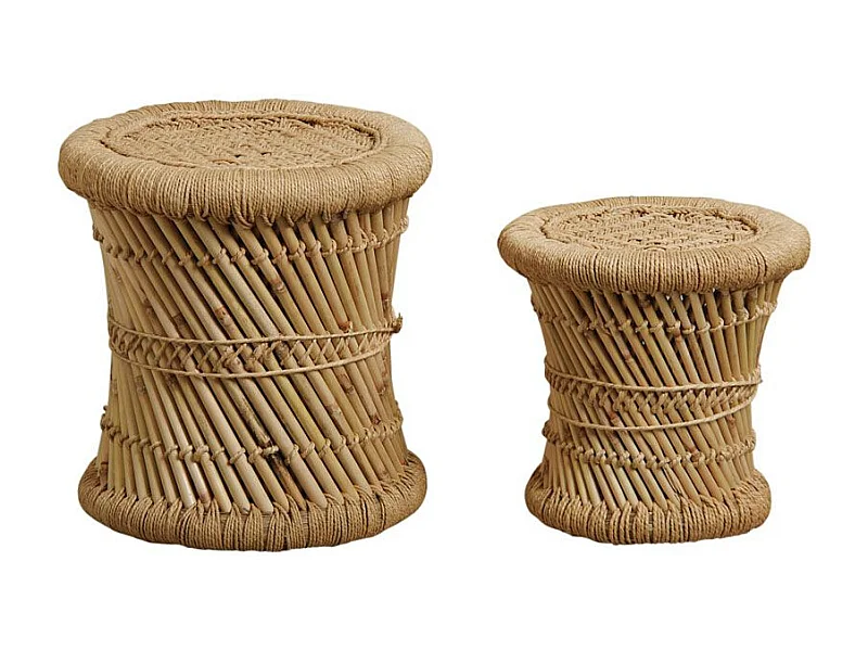 Tabourets en roseau (Lot de 2)