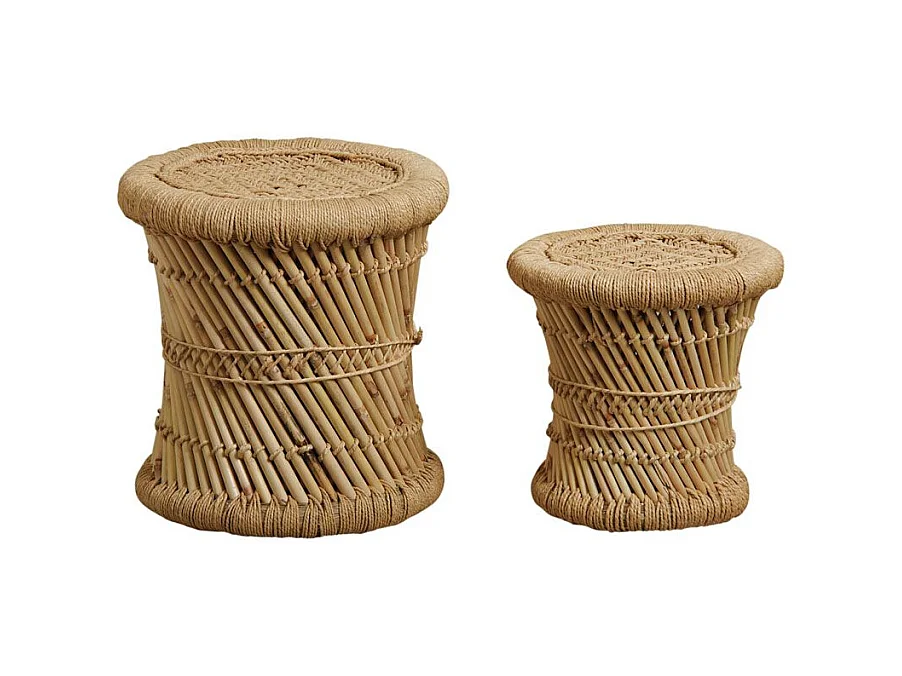 Tabourets en roseau (Lot de 2)