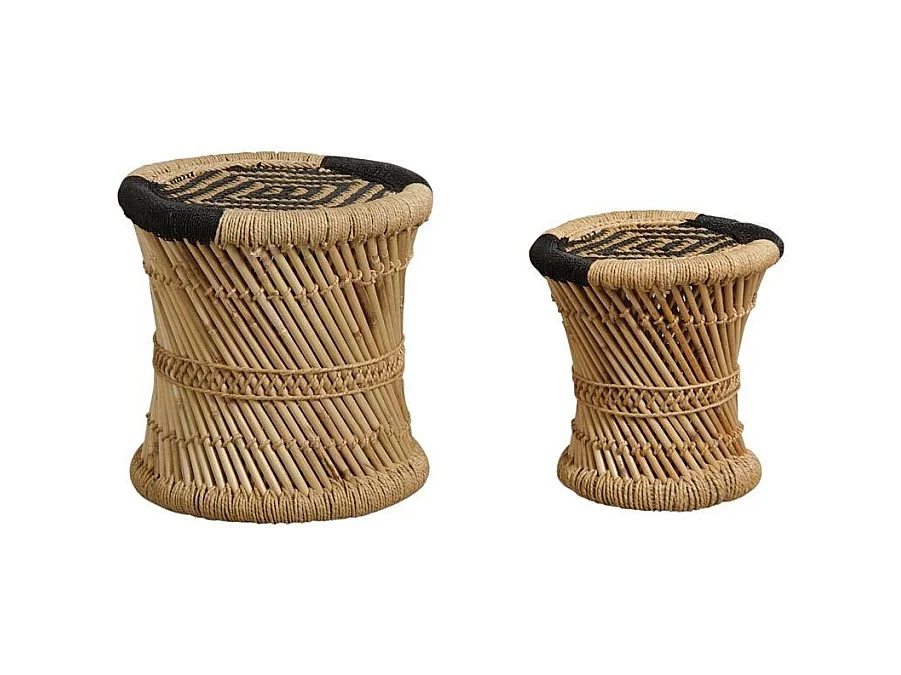 Tabourets en roseau (Lot de 2)