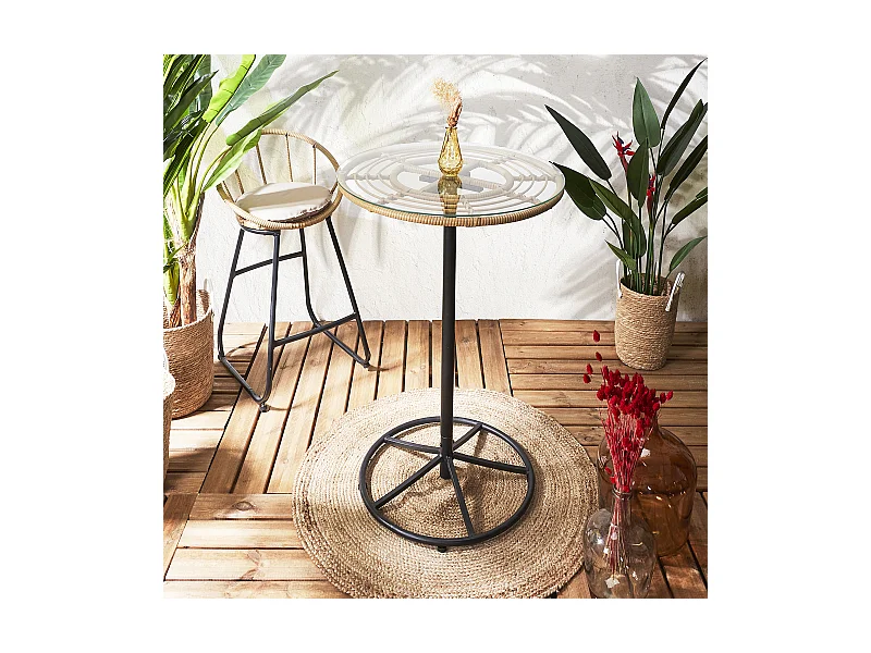Table Mange Debout Surabaya Noir, Vert, Marron