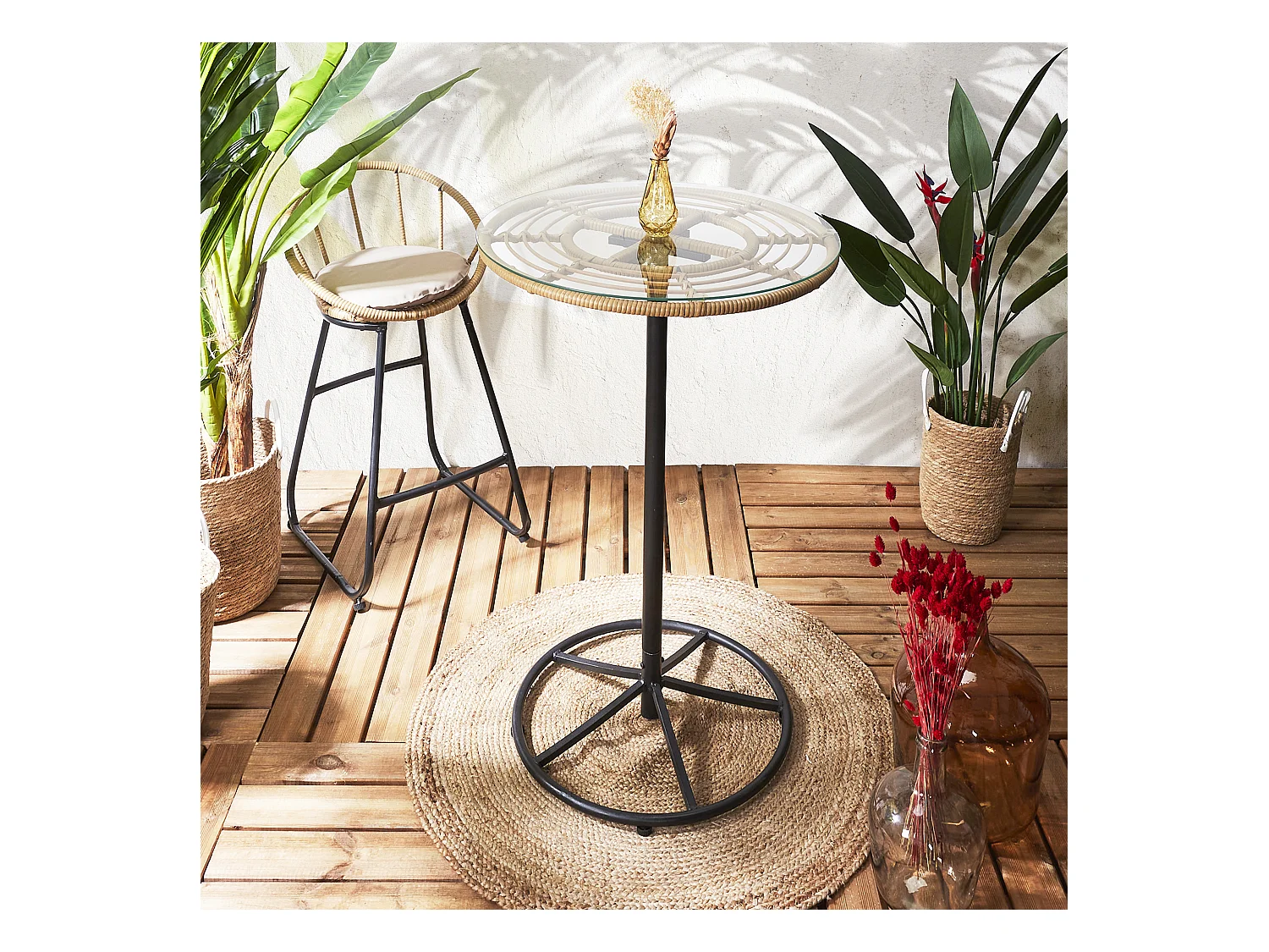 Table Mange Debout Surabaya Noir, Vert, Marron