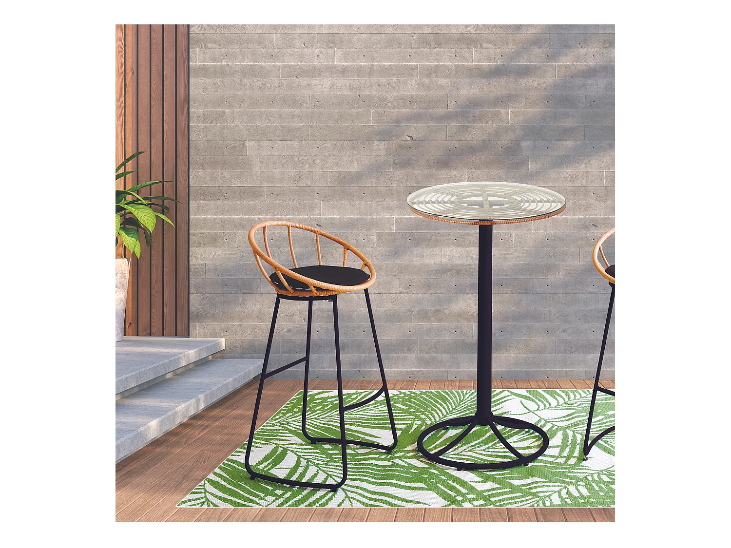 Table Mange Debout Surabaya Noir, Vert, Marron