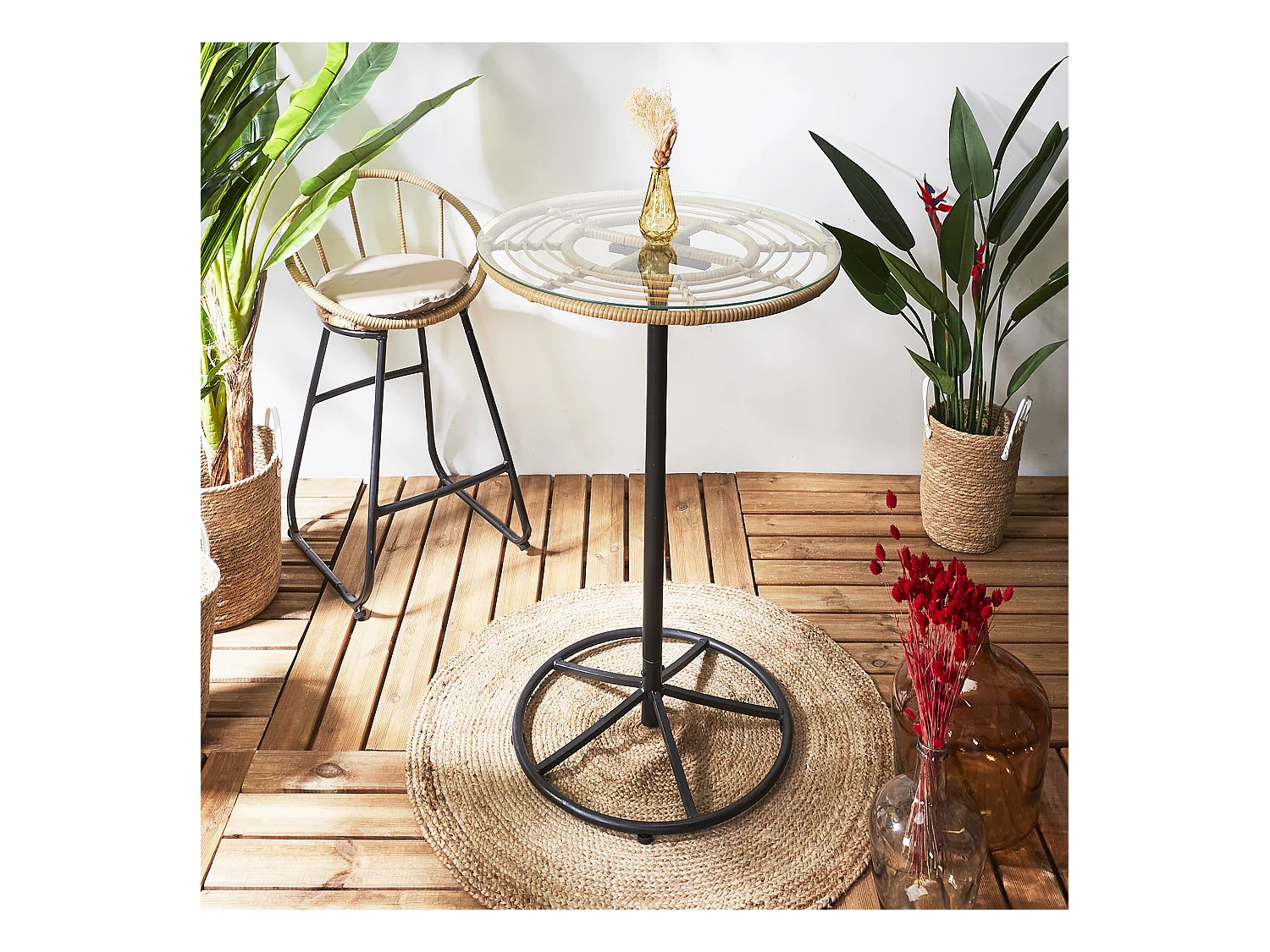 Table Mange Debout Surabaya Noir, Vert, Marron
