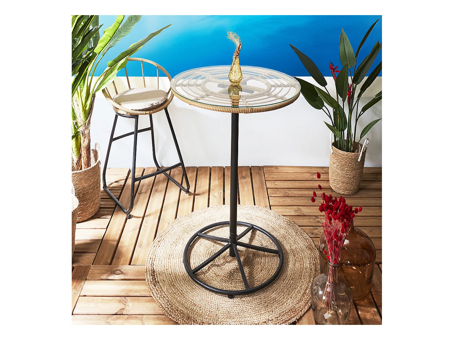 Table Mange Debout Surabaya Noir, Vert, Marron
