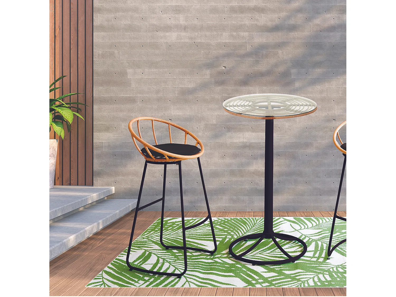 Table Mange Debout Surabaya Noir, Vert, Marron