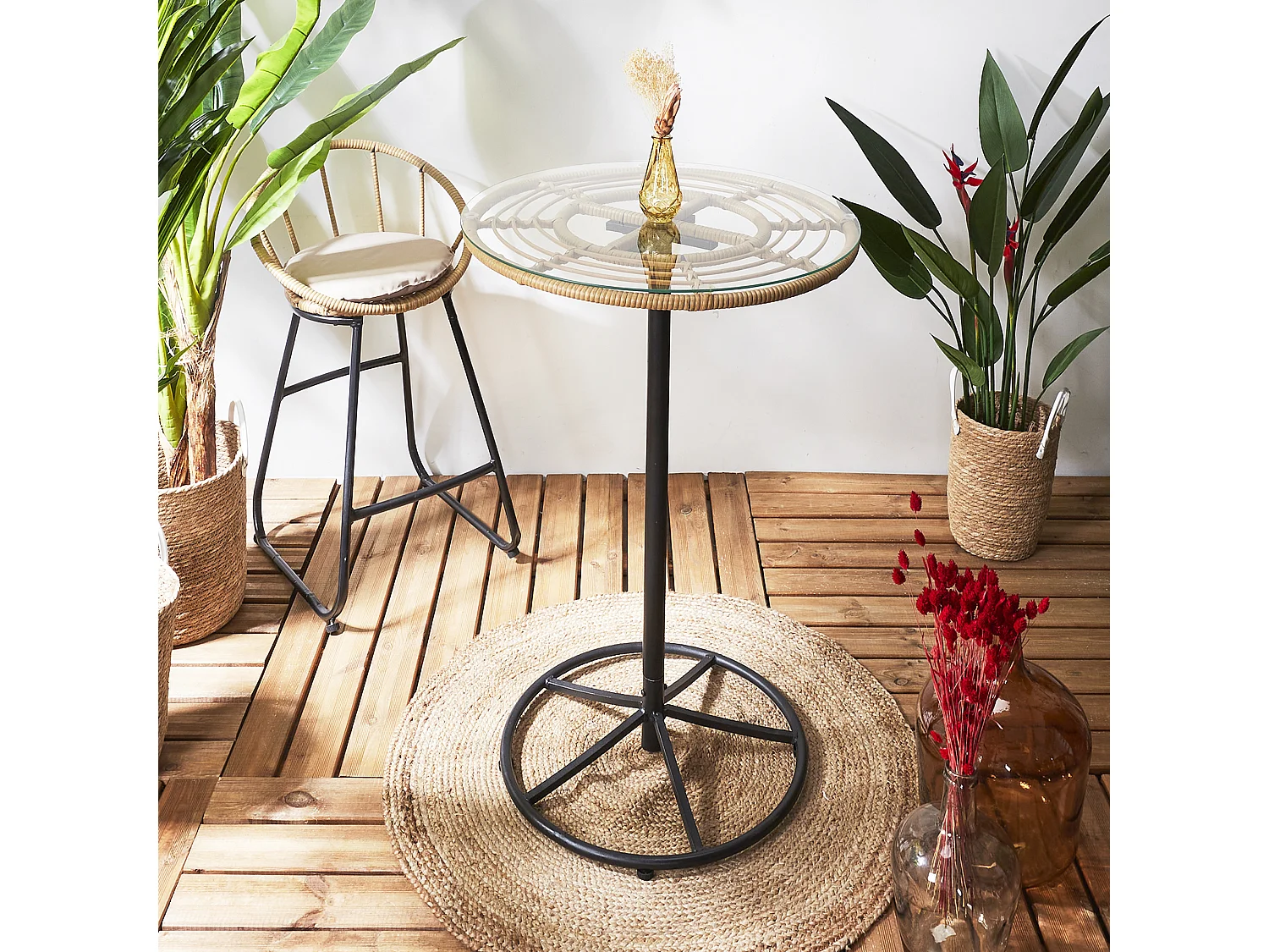 Table Mange Debout Surabaya Noir, Vert, Marron