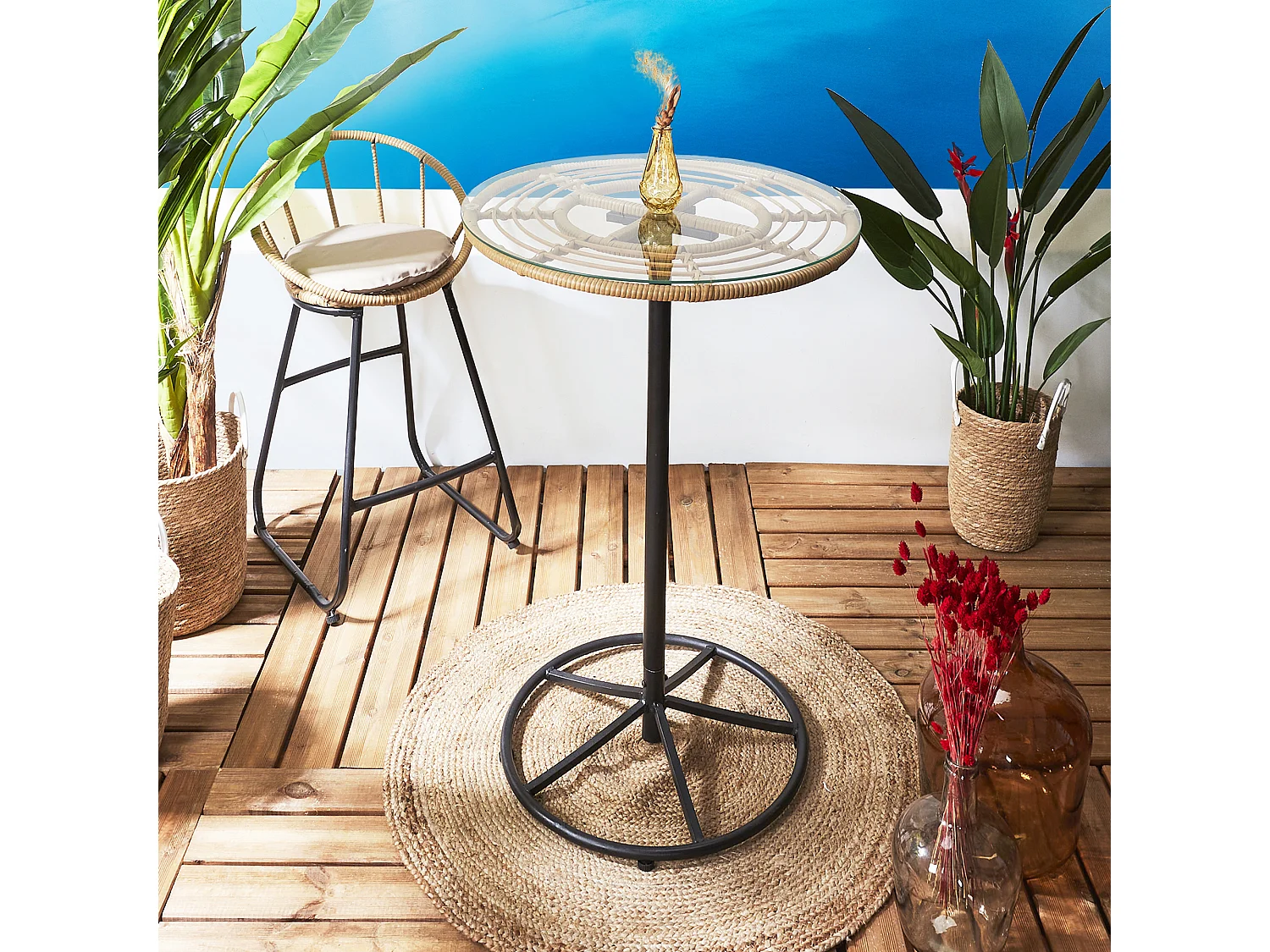 Table Mange Debout Surabaya Noir, Vert, Marron