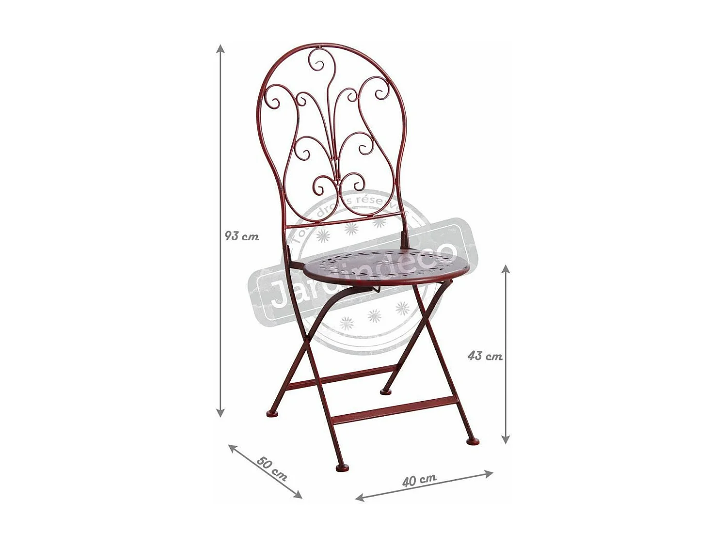 Chaise de terrasse pliante en métal Rouge