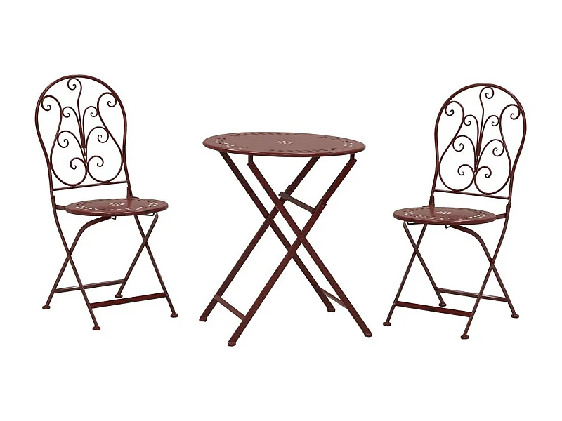 Table et chaises de jardin en métal laqué