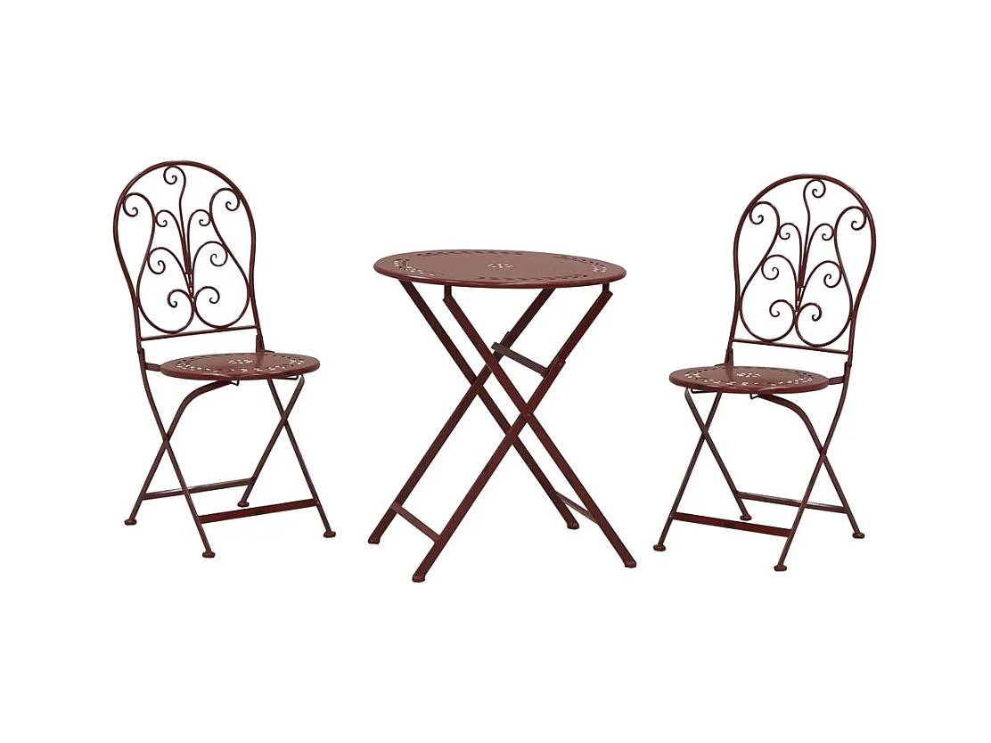 Table et chaises de jardin en métal laqué