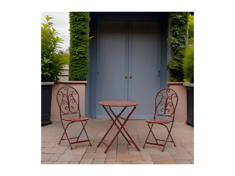 Table et chaises de jardin en métal laqué
