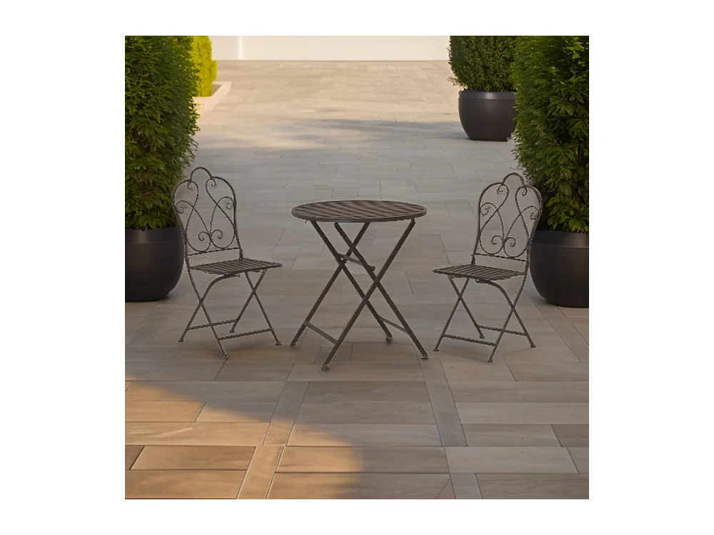 Set table et chaises pliant en métal vieilli