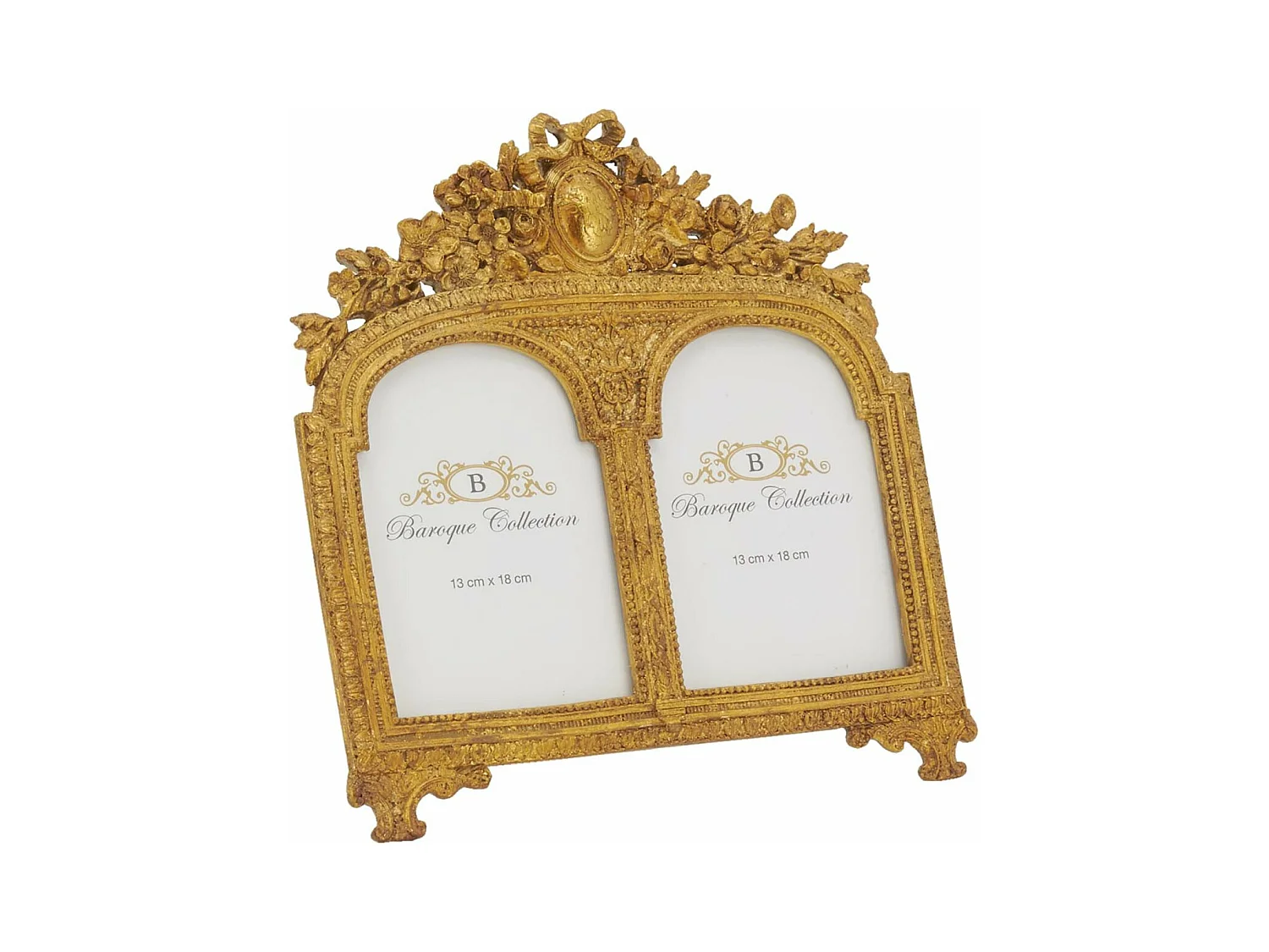 Doppelter Fotorahmen aus Polyresin Baroque