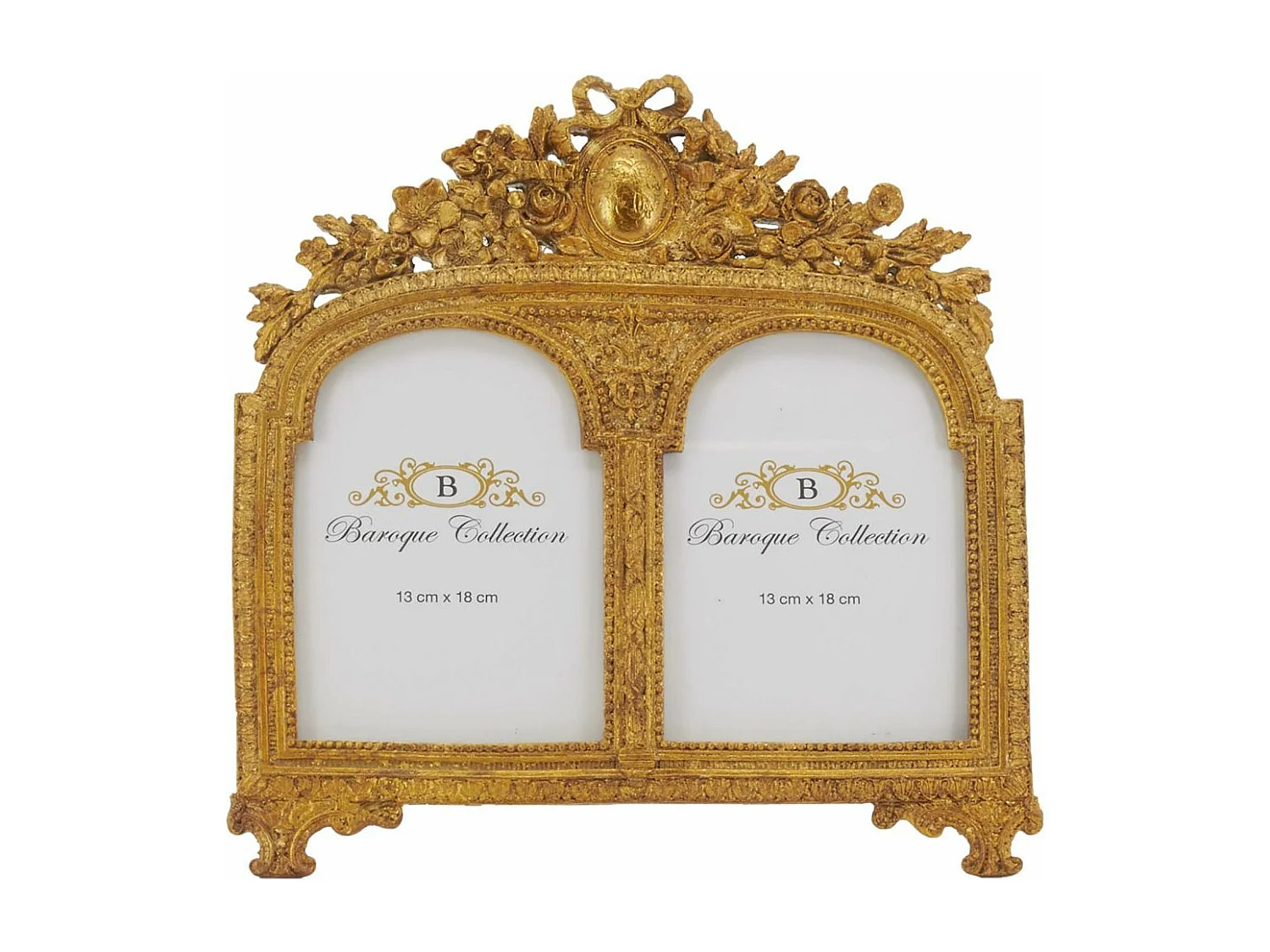 Doppelter Fotorahmen aus Polyresin Baroque