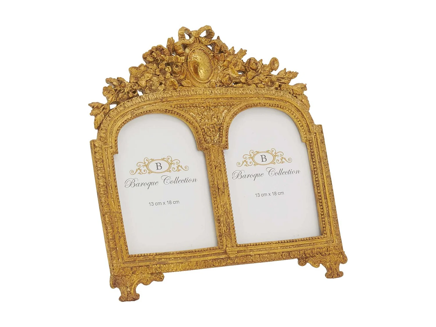 Doppelter Fotorahmen aus Polyresin Baroque