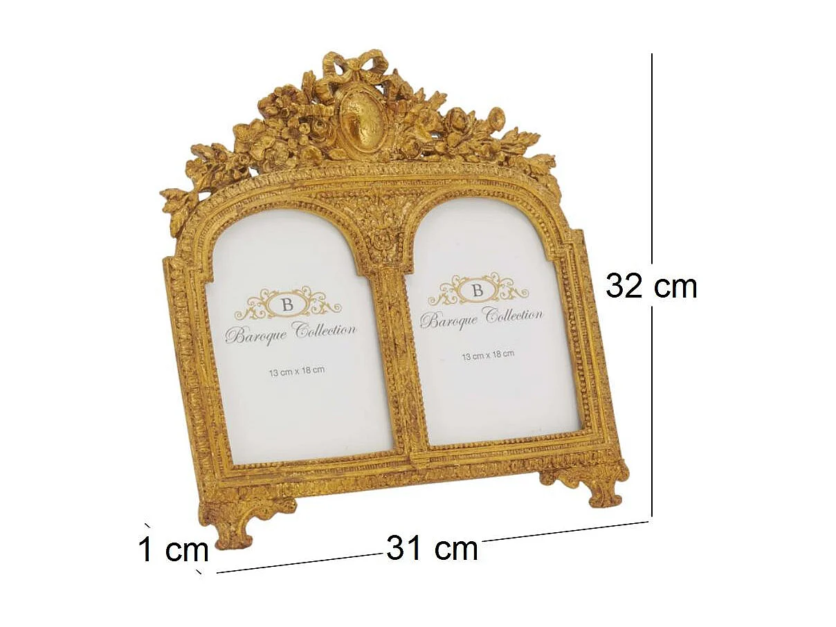 Doppelter Fotorahmen aus Polyresin Baroque
