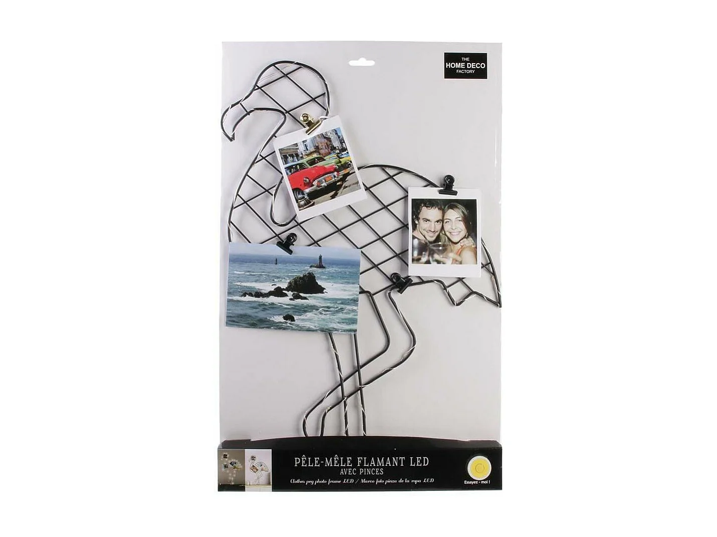 Pêle-mêle photos LED Flamant rose Noir