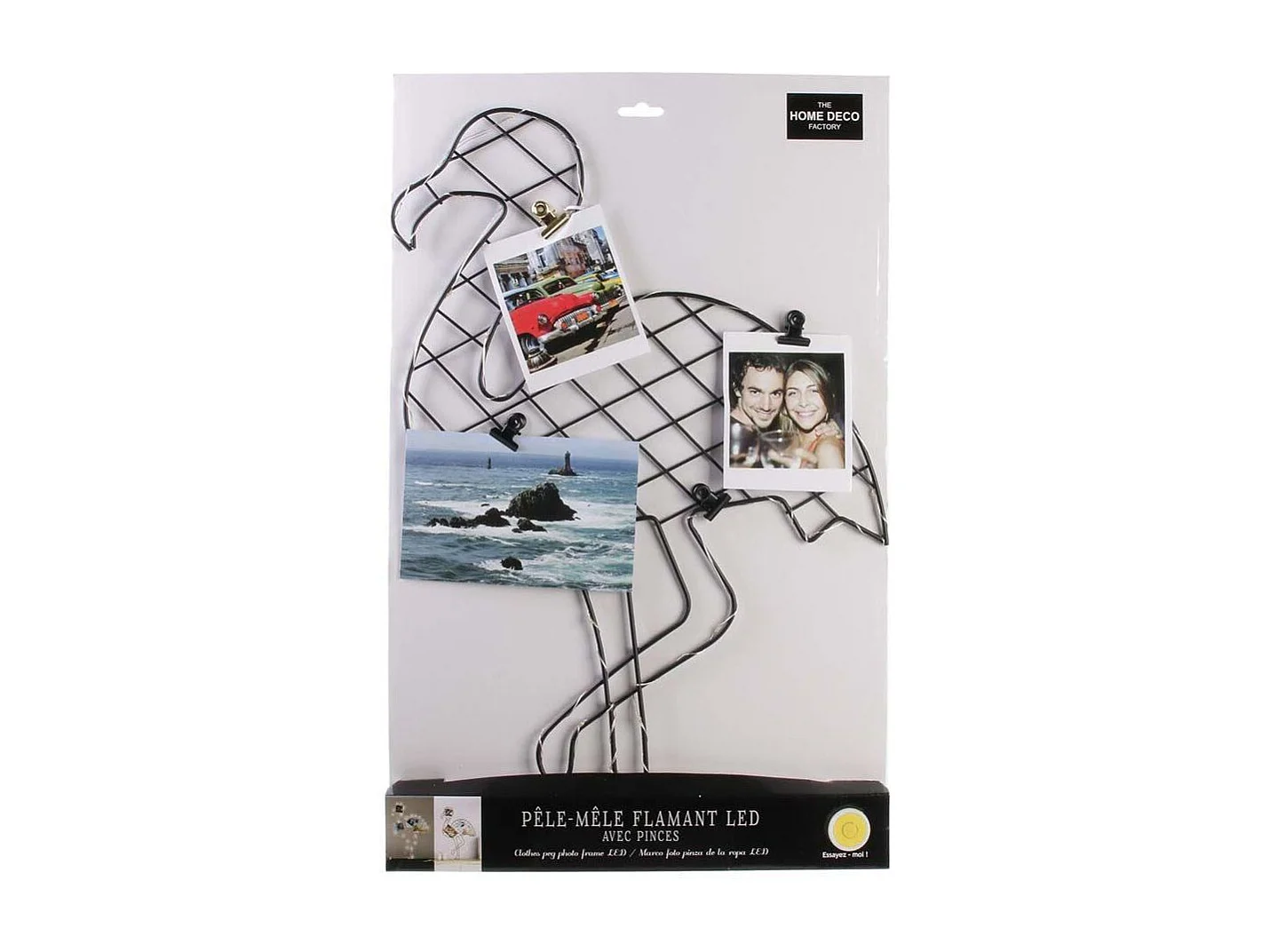 Collage di foto con fenicotteri rosa a LED