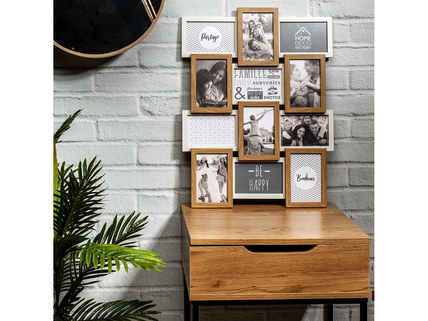 Collage di foto in bianco e legno 10 x 15 cm Famiglia 12 foto