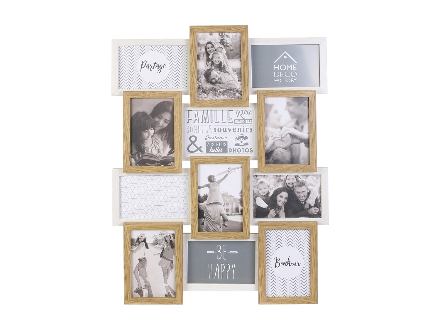 Pele-mele 12 Vues Bois Et Blanc Beige, Blanc