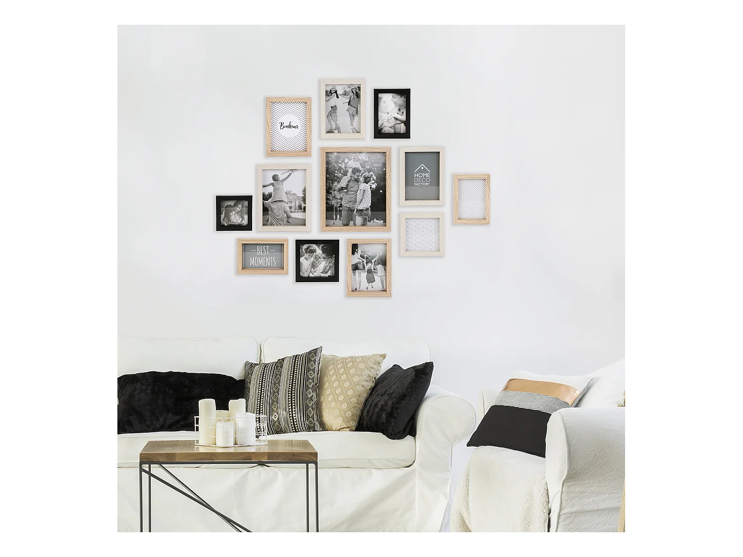 Marcos de fotos de madera Bonheur (Juego de 12)