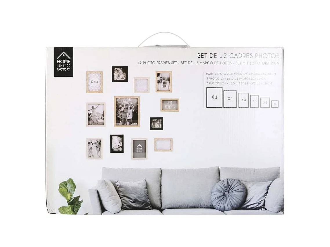 Marcos de fotos de madera Bonheur (Juego de 12)
