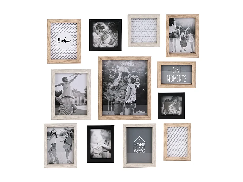 Fotolijst Hout Beige en Zwart X12 - Personaliseer je Fotomuur!