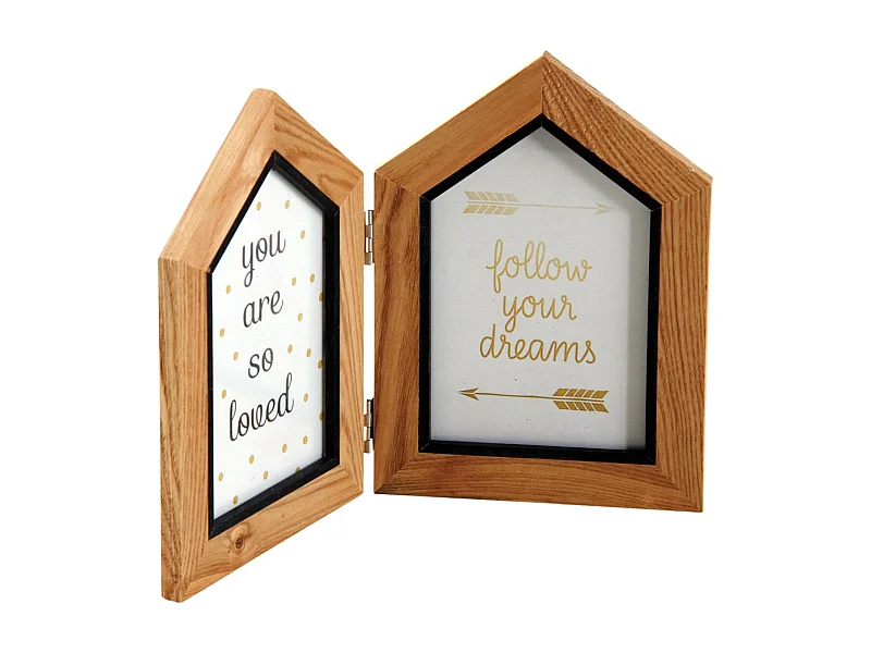 Double cadre photo en forme de maison