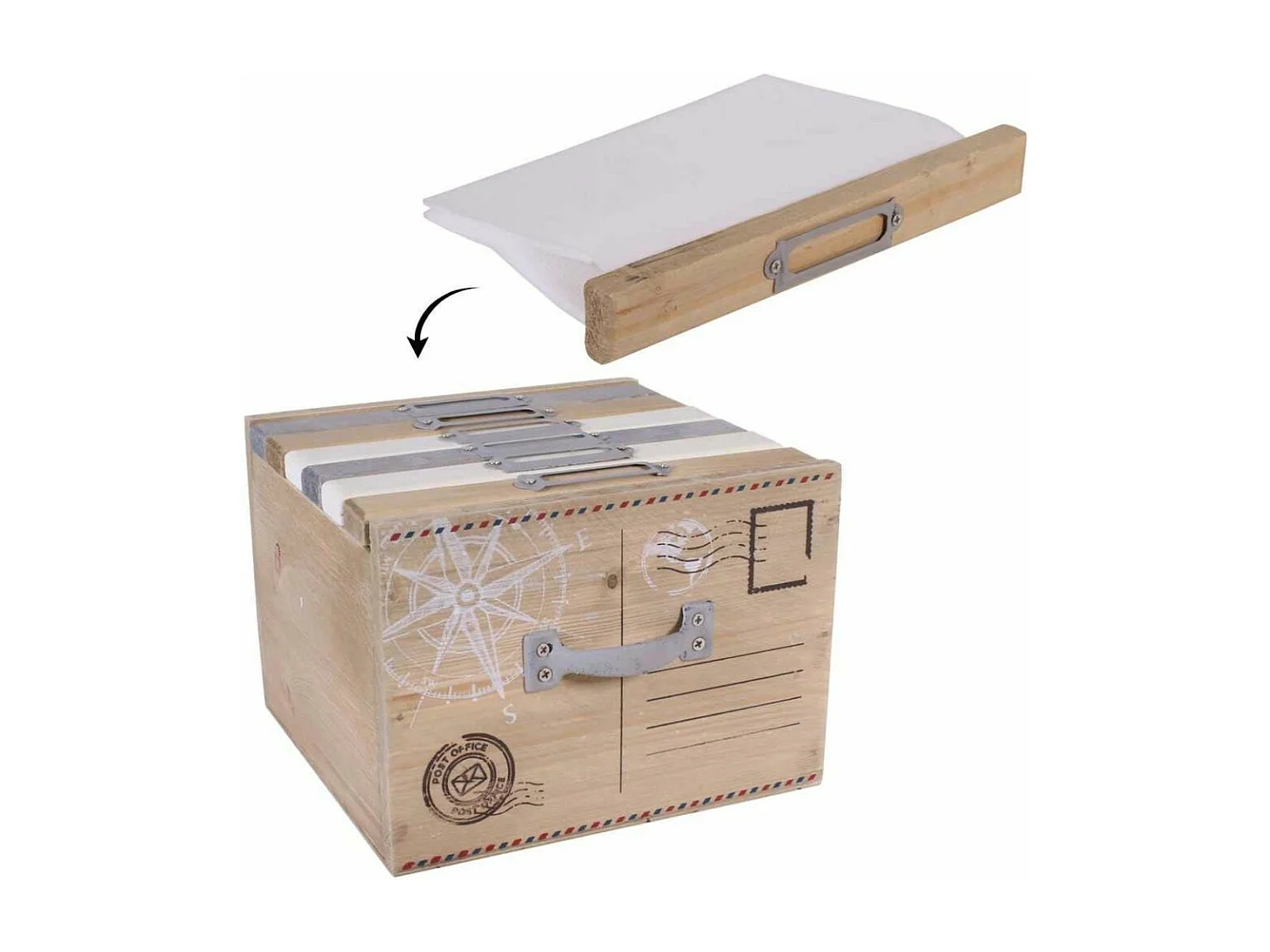 Boite album photo en bois 18.7 x 17.8 x 13 cm Voyages