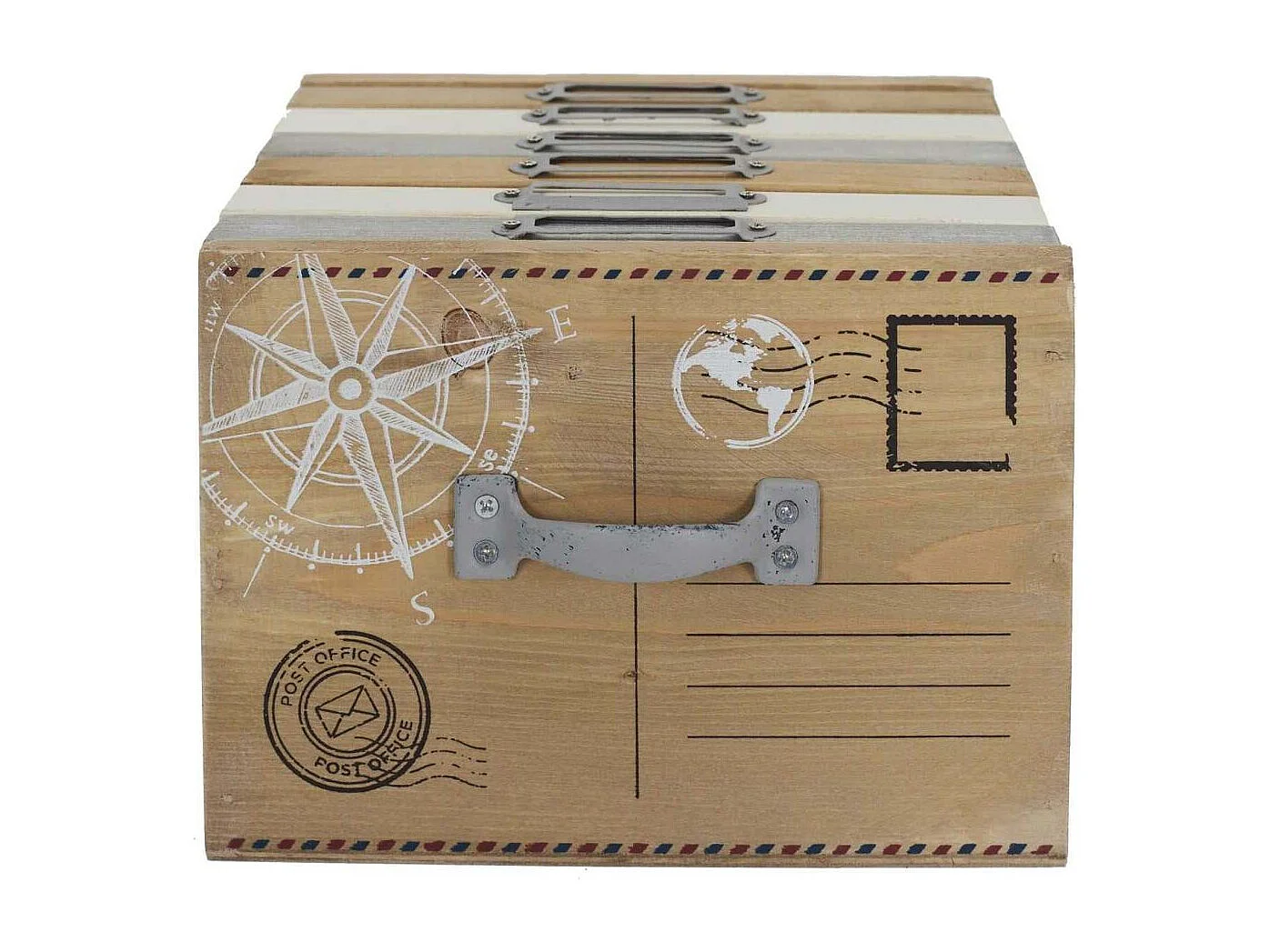 Boite album photo en bois 18.7 x 17.8 x 13 cm Voyages