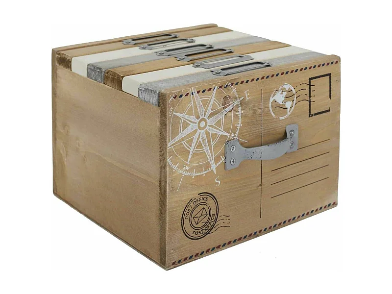 Boite album photo en bois 18.7 x 17.8 x 13 cm Voyages