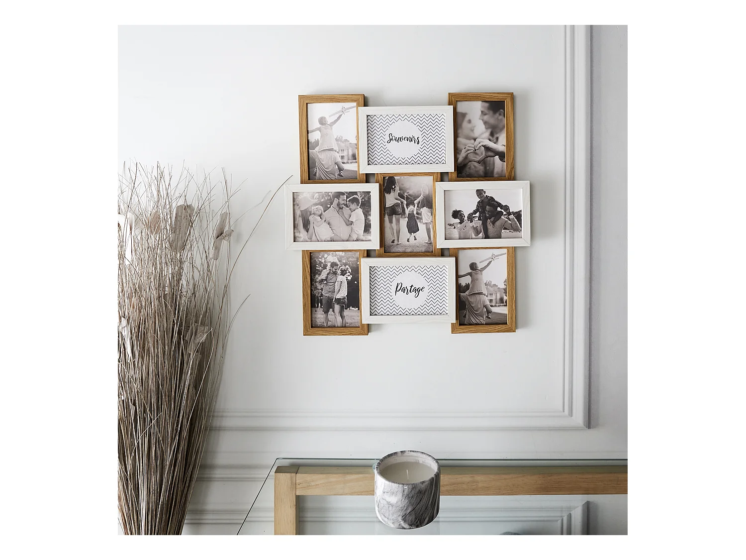 Pele-mele 9 Vues Bois Et Blanc Blanc, Beige