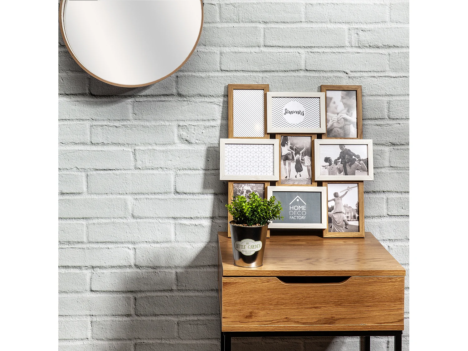 Pele-mele 9 Vues Bois Et Blanc Blanc, Beige