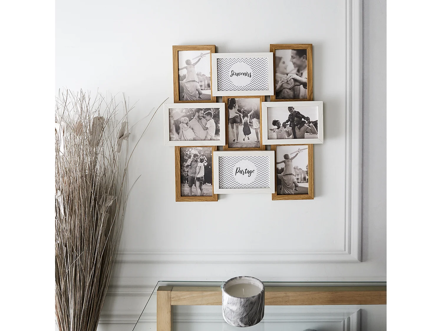 Fotolijst Collage Hout en Wit 9 Foto's 10x15 cm