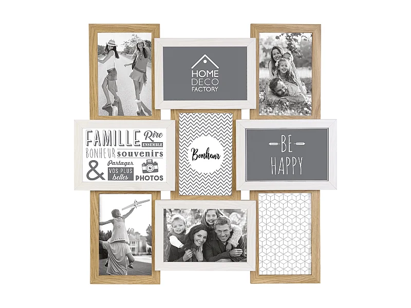 Ramka na Zdjęcia Mieszanka Drewno i Biały 9 Zdjęć 10x15 cm