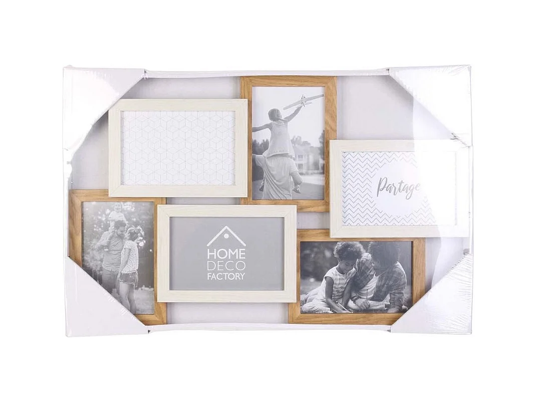 Pele-mele 6 Vues Bois Et Blanc Beige, Blanc